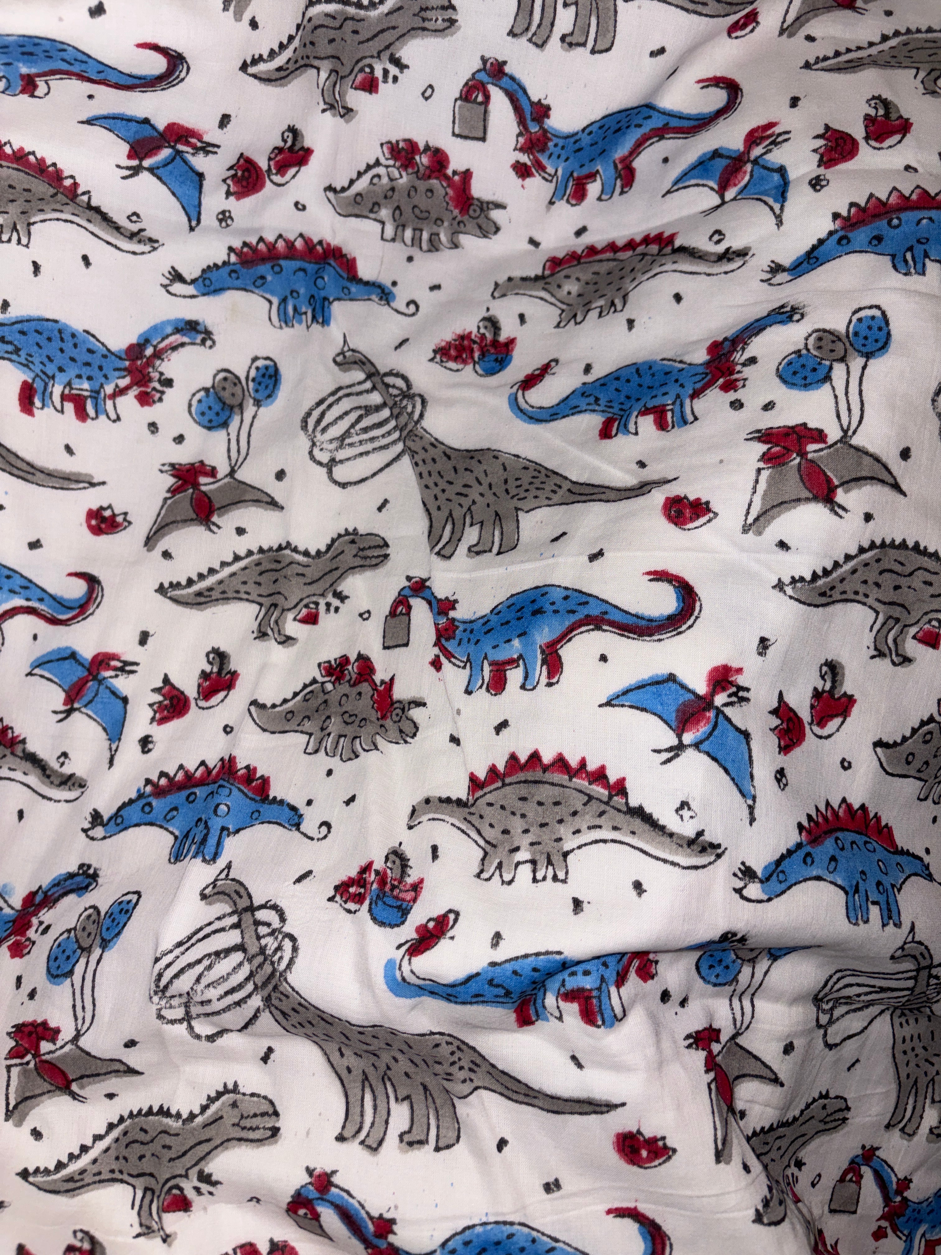 Flamingo & Dino Adventure Reversible Muslin Cotton Kids Dohar – Single Size (60 x 90 inch / 150 x 220 cm) | 100% Muslin Cotton | 1 Piece
