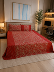 Rust Heritage Ajrakh – Super King Size Bedsheet (274 x 274 cm) | 100% Pure Cotton | Includes 2 Pillow Covers