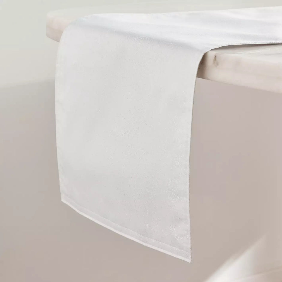 Shimmer White Jaipuri Table Runner – Small Size - 33x120 cm – Subtle Handcrafted Luxury