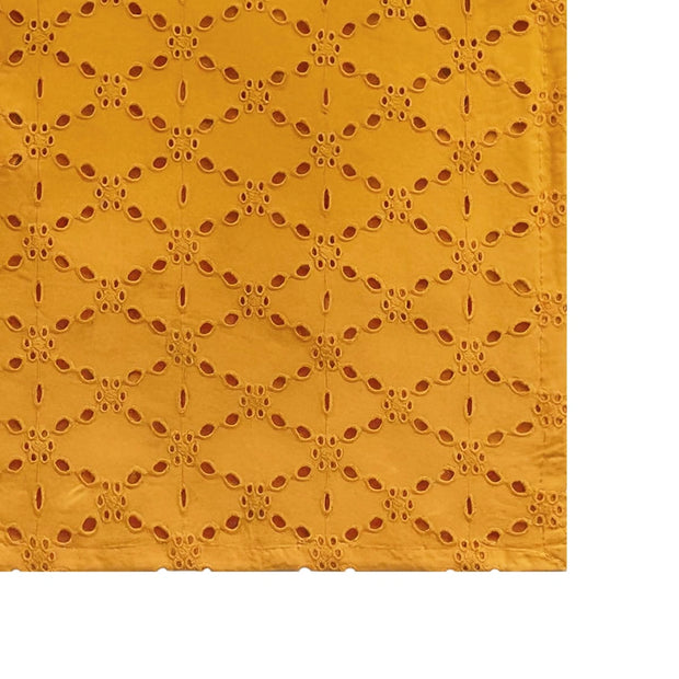 Mustard Eyelet Cotton Table Runner – 33 x 240 cm | cutwork-inspired geometric pattern