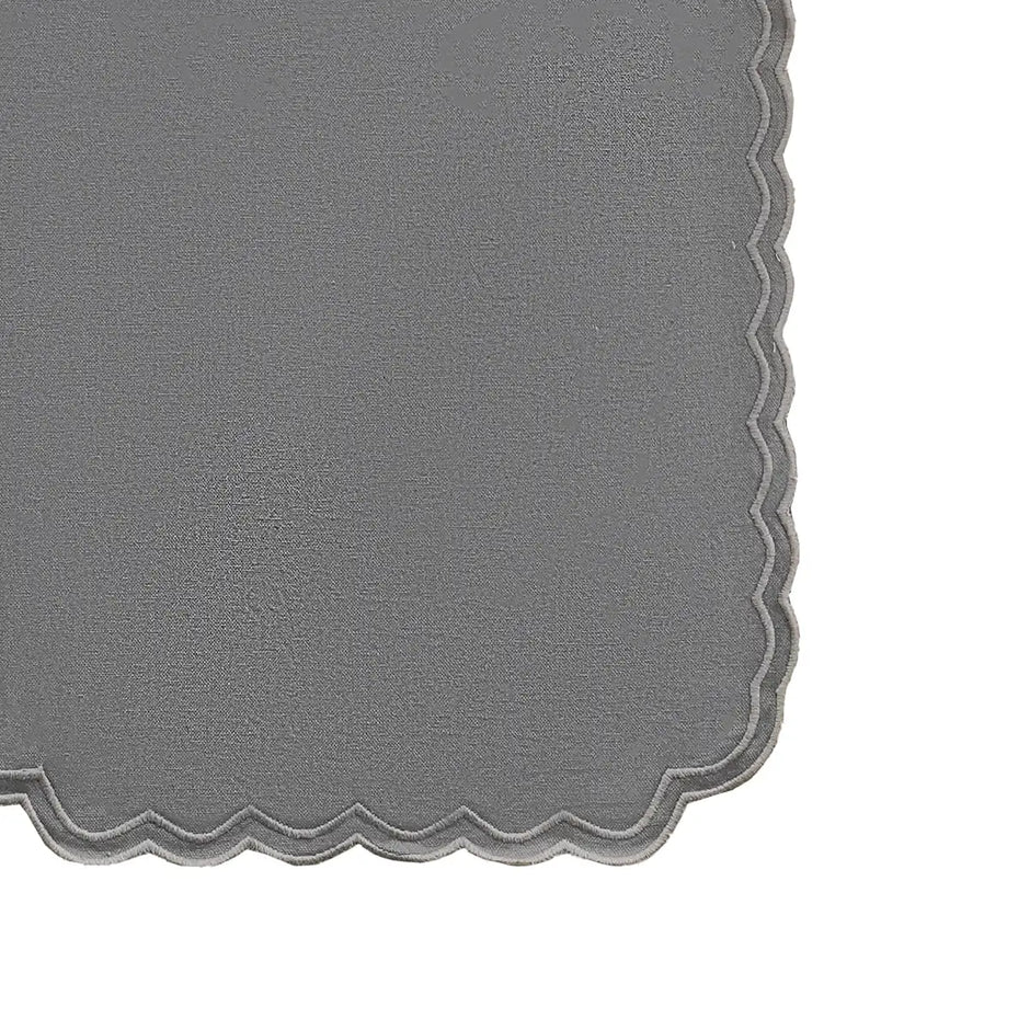 Mist Grey Scallop Table Runner – 33x260 cm – Contemporary Minimalist Elegance