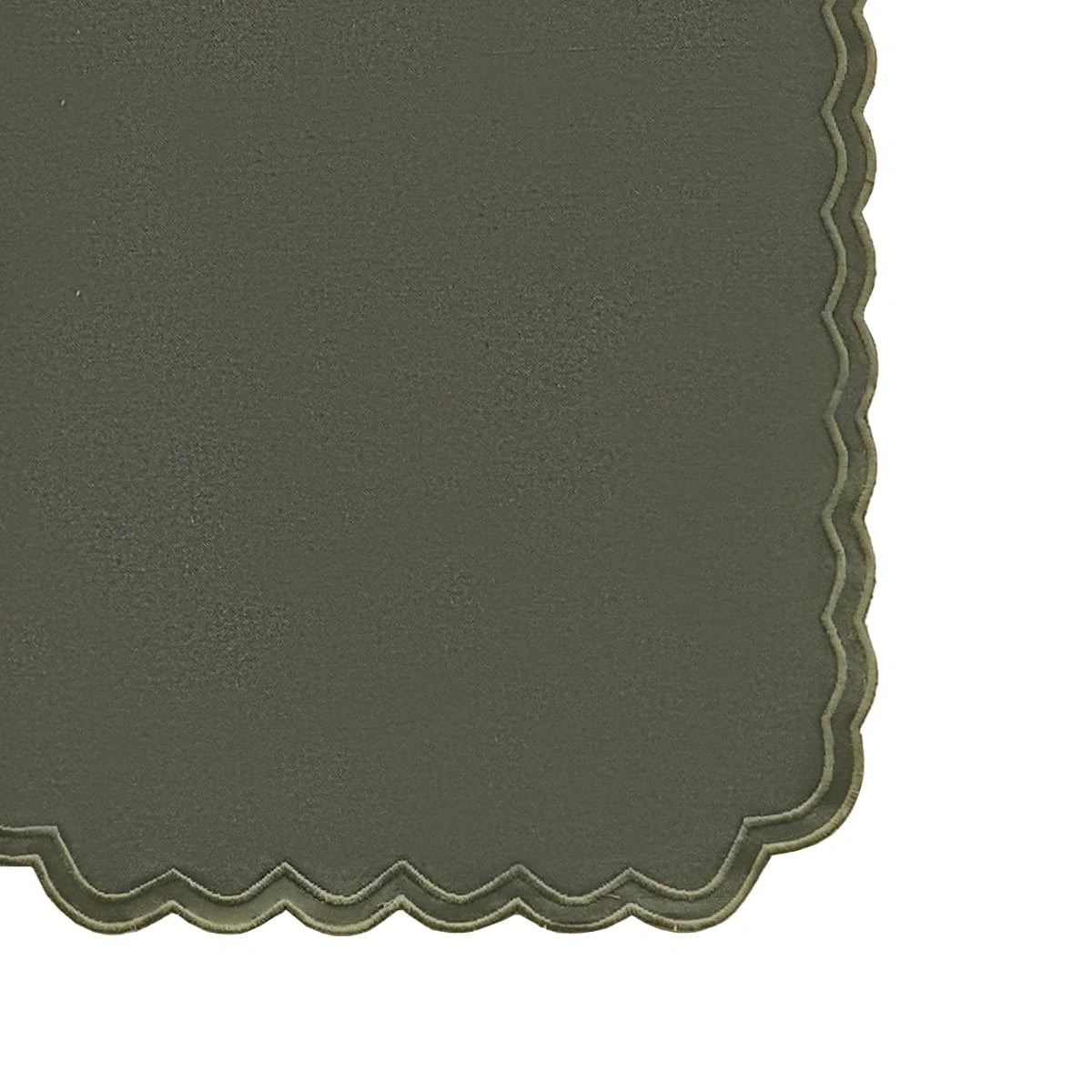 Olive Scallop Table Runner – 33x260 cm – Timeless Botanical Elegance