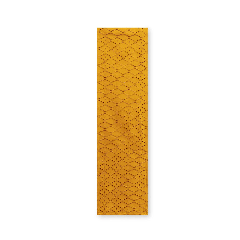Mustard Eyelet Cotton Table Runner – 33 x 260 cm | cutwork-inspired geometric pattern