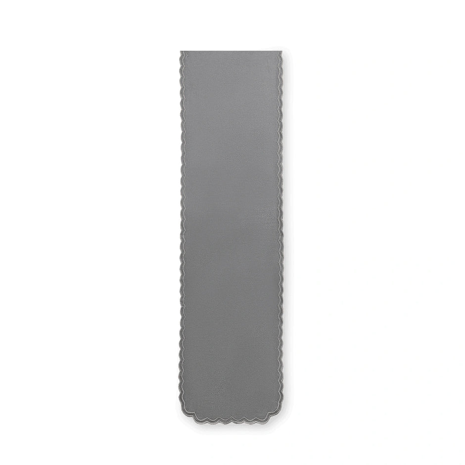 Mist Grey Scallop Table Runner – 33x260 cm – Contemporary Minimalist Elegance