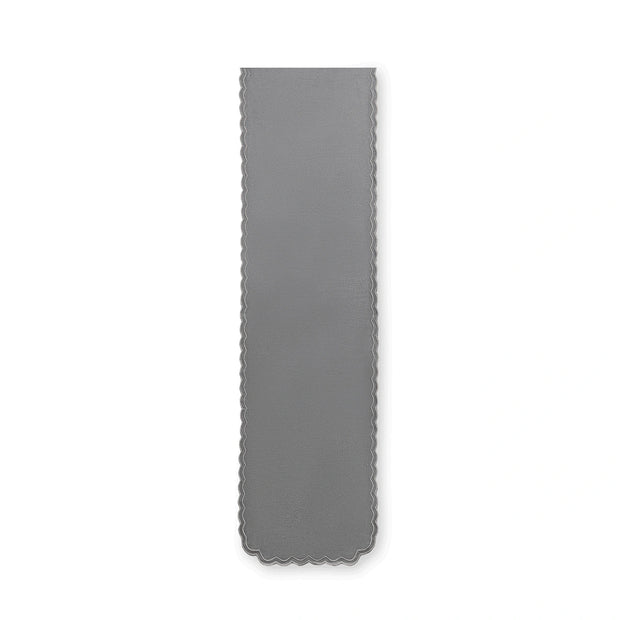 Mist Grey Scallop Table Runner – 33x240 cm – Contemporary Minimalist Elegance