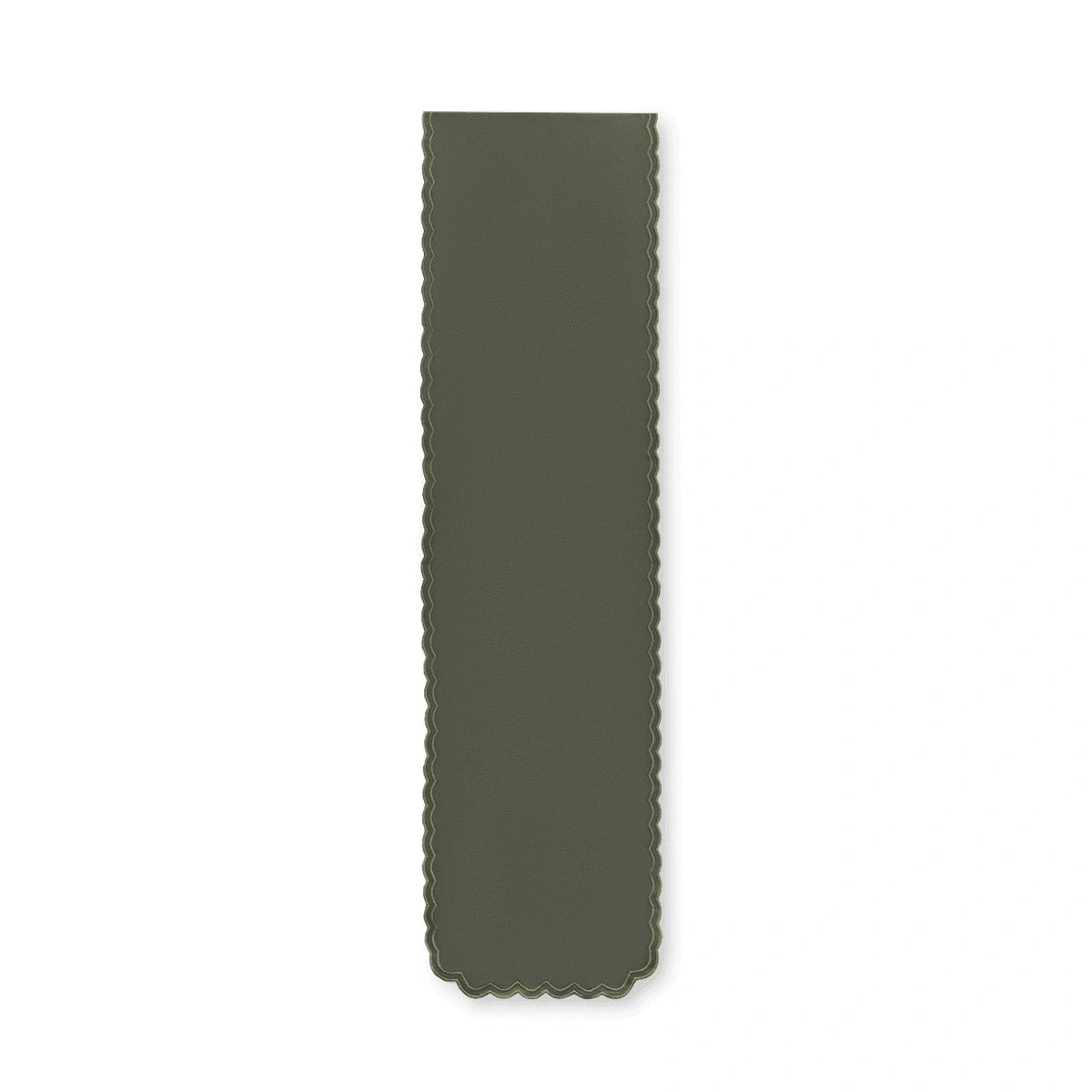 Olive Scallop Table Runner – 33x260 cm – Timeless Botanical Elegance