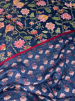 Set - Dohar + Bedsheet - Midnight Blossom Ajrakh Dohar - Bedsheet Set – 100% Jaipuri Cotton | Super King Bedsheet (270 x 270 cm)  + Standard King Dohar | 2 Pillow Covers