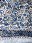 Azure Blue Blossom – King Size Reversible Muslin Cotton Razai | Organic Cotton Filling | Hand Stitched