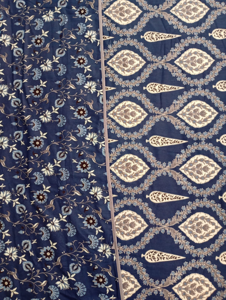 Midnight Ajrakh Elegance Dohar – Reversible Standard King Size Dohar (228 x 259 cm) | 100% Muslin  Cotton