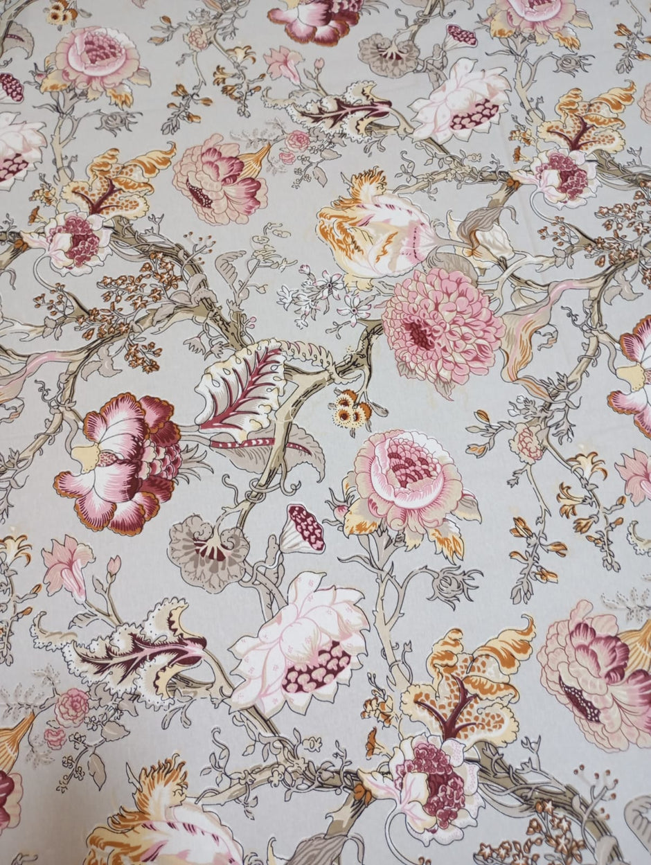 Royal Blush Garden Jaipuri Cotton Bedsheet – Super King Size (270 × 270 cm) | 3-Piece Bedding Set