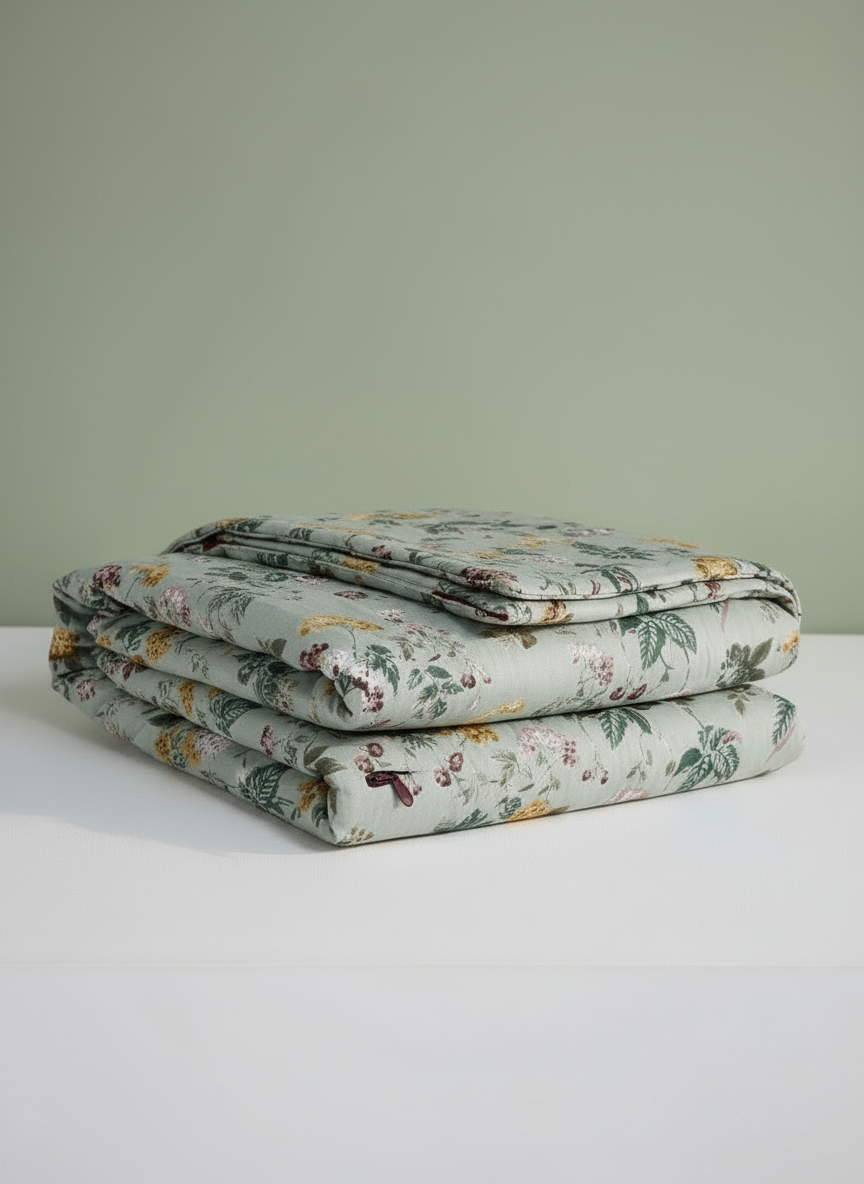 Yellow Bloom Dohar (Single Size, Set of 2) | Malmal Muslin Cotton | Lightweight & Breathable