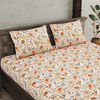 Ivory Blossom Trail – Super King Size Bedsheet (274 x 274 cm) | 100% Jaipuri Cotton | Includes 2 Pillow Covers