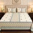 Ivory Cream Gulbahar Garden – Super King Size Bedsheet (274 × 274 cm) | Jaipuri Cotton | Includes 2 Pillow Covers