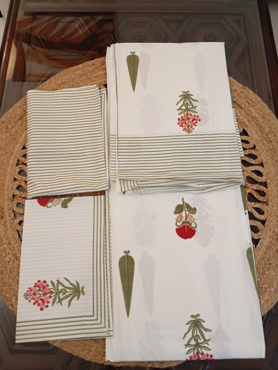 Olive Grove - Super King Bedsheet with 2 Pillow Covers (Dispatch Time 24 Hours)