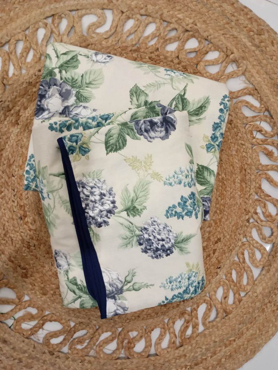 Meadow Serenity Aqua Dohar  – Single Size Dohar Set of 2 (152 x 228 cm Each) | 100% Malmal Muslin Cotton | Lightweight &amp; Reversible