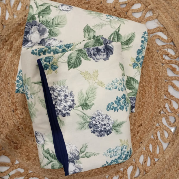 Meadow Serenity Aqua Dohar  – Single Size Dohar Set of 2 (152 x 228 cm Each) | 100% Malmal Muslin Cotton | Lightweight &amp; Reversible