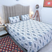 Indigo Lattice Bloom Block Print – Super King Size Bedsheet (274 x 274 cm) | 100% Jaipuri Cotton | Includes 2 Pillow Covers