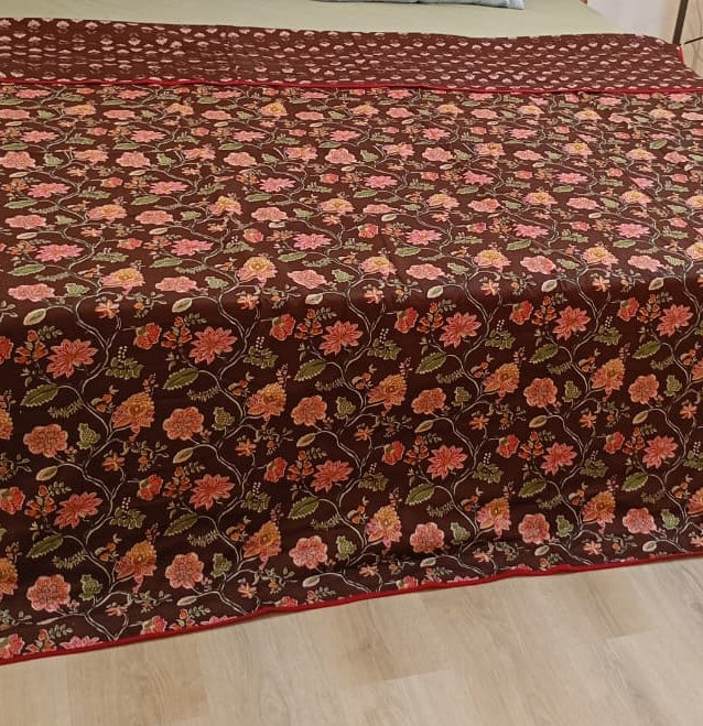 Cocoa Blossom Ajrakh Dohar – Double Size (240 x 260 cm) | 100% Muslin Cotton | Lightweight All-Season