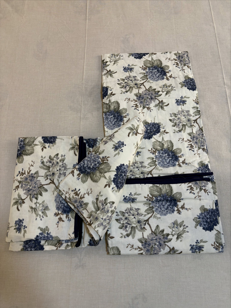 Blue Bloom Dohar (Single Size, Set of 2) | Malmal Muslin Cotton | Lightweight & Breathable