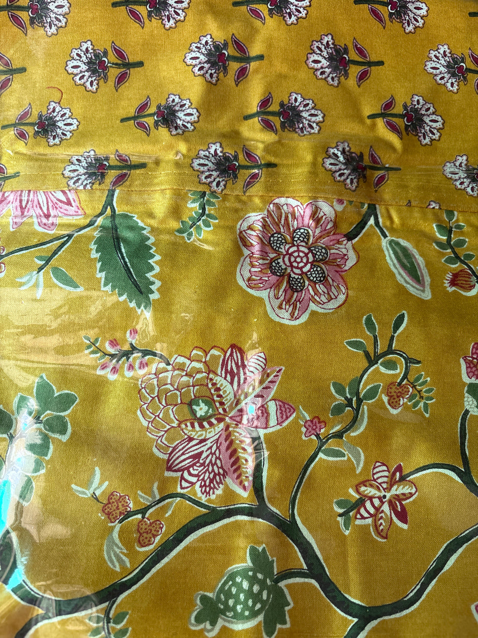 Sunehri Gulbahaar Ajrakh – Super King Size Bedsheet (274 x 274 cm) | 100% Jaipuri Cotton | Includes 2 Pillow Covers
