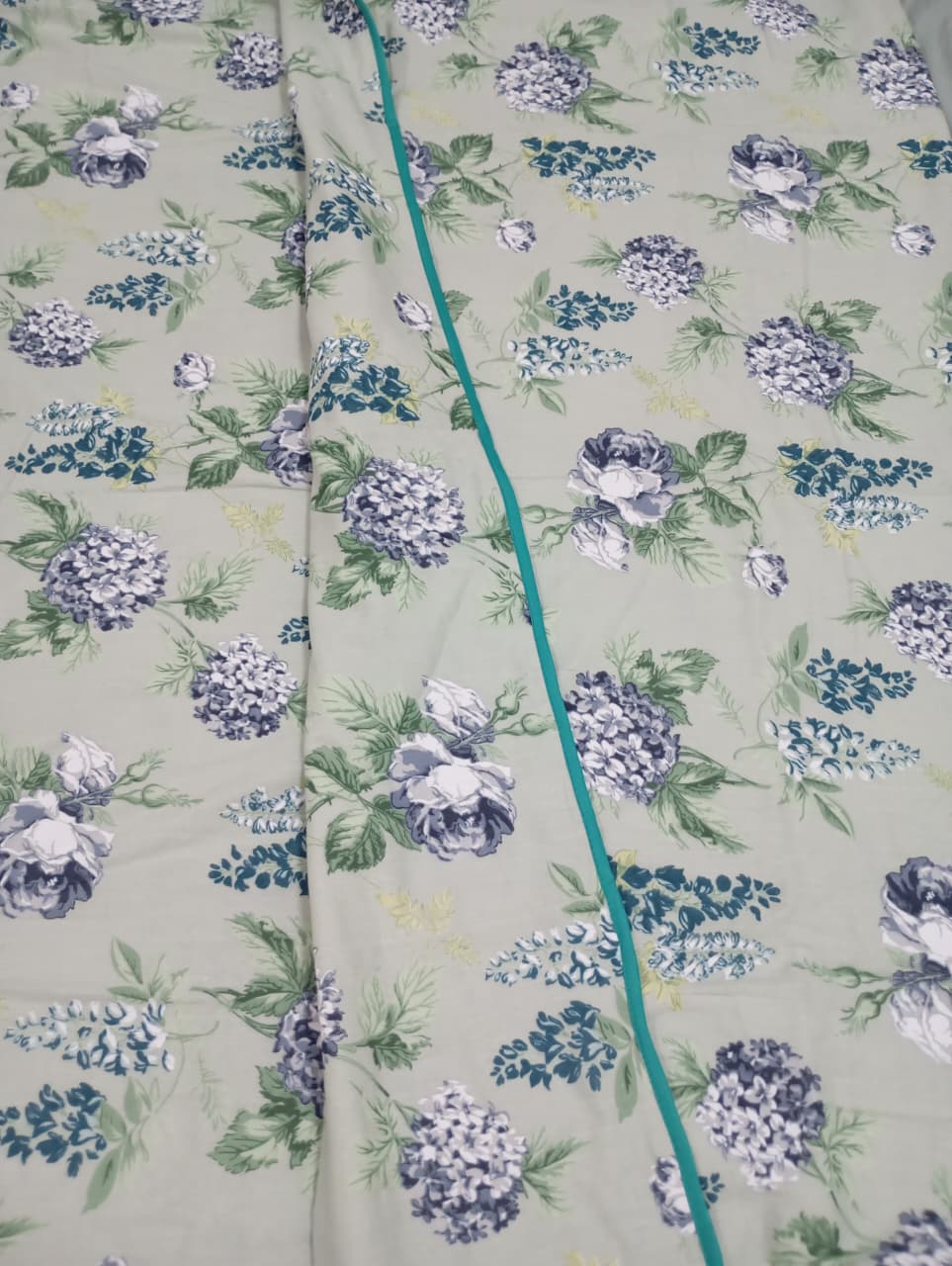 Azure Bloom Haven Muslin Cotton Dohar – King Size (220 × 240 cm) | 100% Muslin Cotton | 1 Piece
