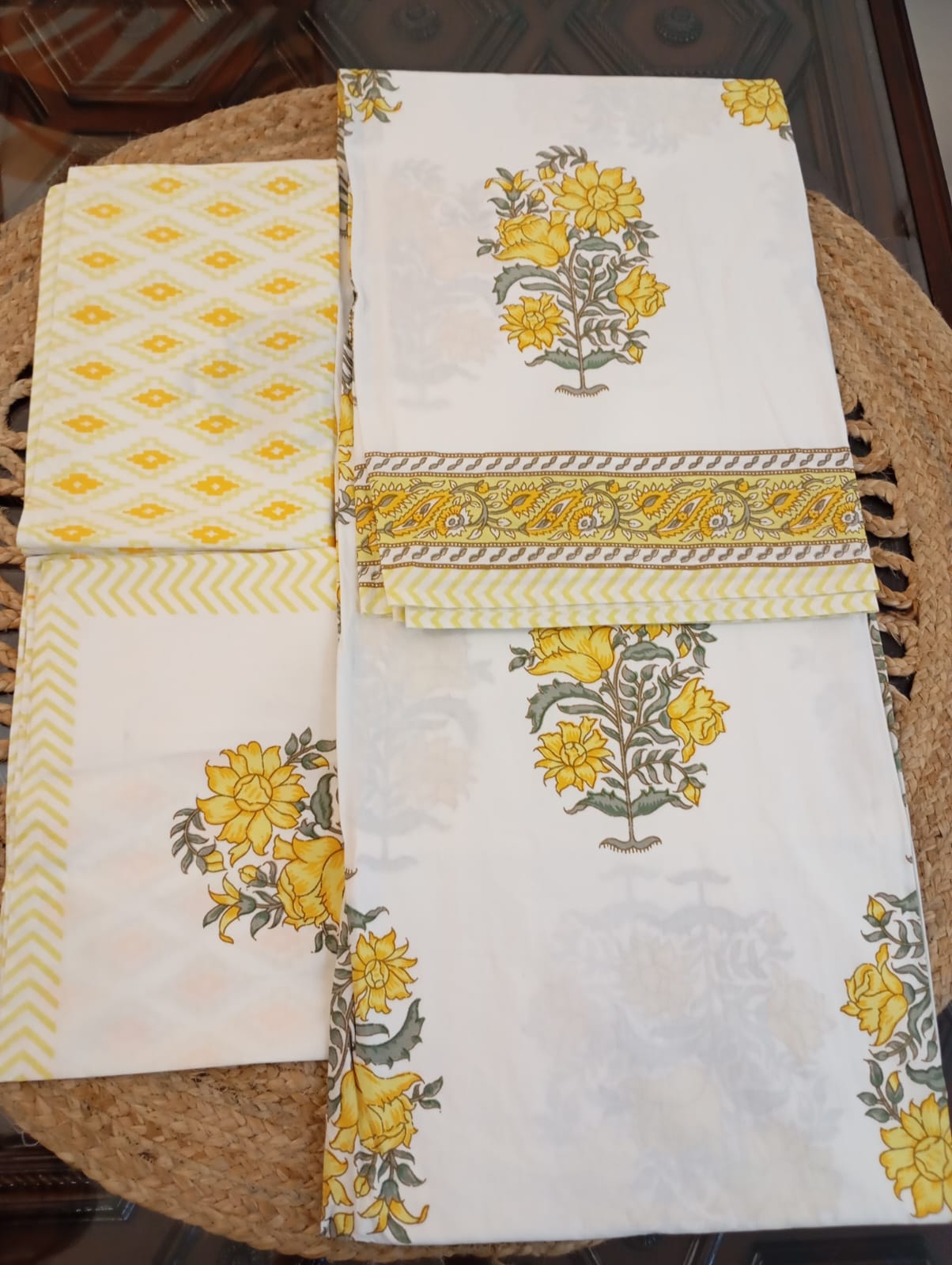 Yellow Coral Blooms - Super King Bedsheet with 2 Pillow Covers (Dispatch Time 24 hours)