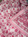 Roselle Bloom – King Size Reversible Muslin Cotton Razai Blanket | Organic Cotton Filling | Hand Stitched