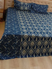 Midnight Ajrakh Elegance Luxury Bedding Set – Super King Bedsheet + Reversible King Quilted Bedspread | 100% Pure Jaipuri Cotton | 6-Piece Set