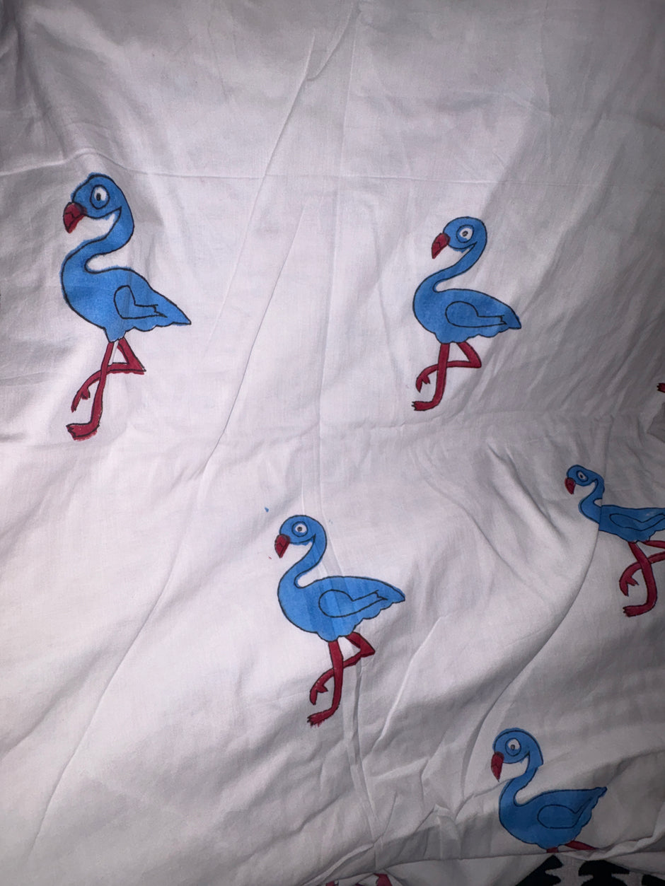 Flamingo & Dino Adventure Reversible Muslin Cotton Kids Dohar – Single Size (60 x 90 inch / 150 x 220 cm) | 100% Muslin Cotton | 1 Piece