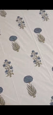 Blue Meadow Block Print – Fitted Sheet (210 x 200 + 30 cm) | 100% Percale Cotton | All Around Elastic