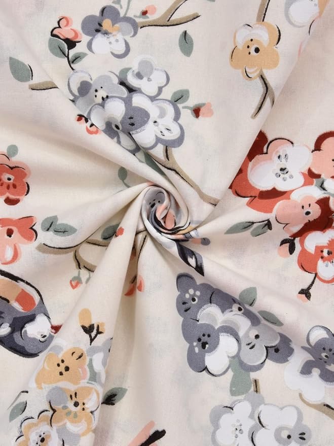 Bird Blossom Print – Super king Size XL Flat Bedsheet (274 x 290 cm) | 100% Cotton | Includes 4 Pillow Covers