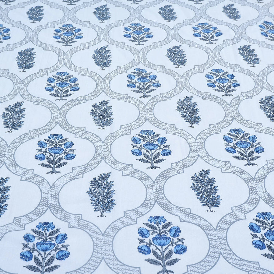Indigo Lattice Bloom Block Print