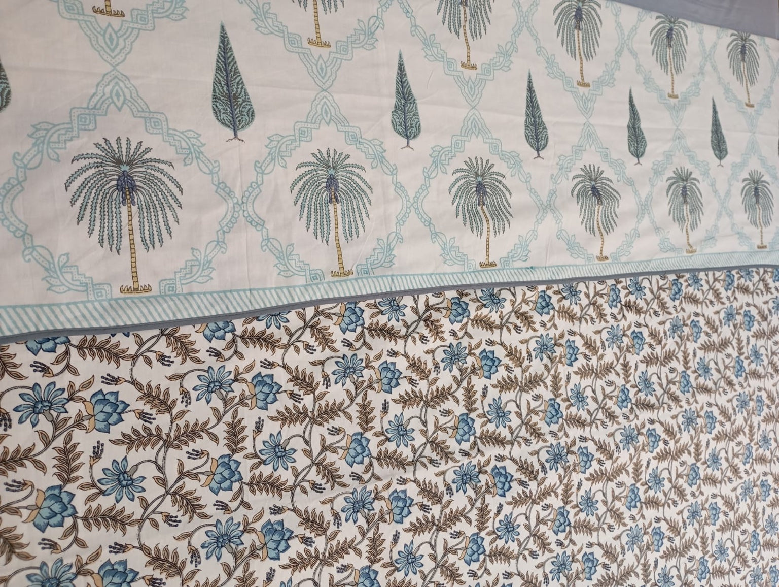 Blue Blossom Garden – Reversible Standard King Size Dohar | 100% Muslin Cotton | All Season, Perfect for AC