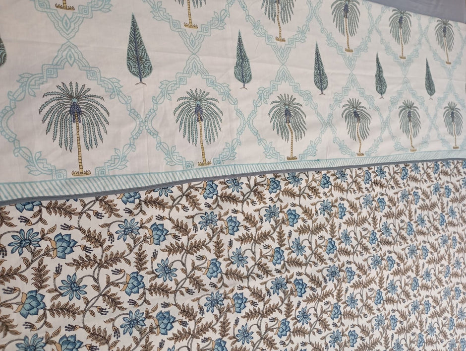 Blue Blossom Garden – Reversible Standard King Size Dohar | 100% Muslin Cotton | All Season, Perfect for AC