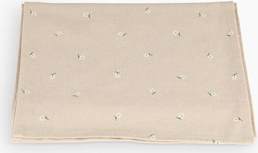 Beige Floral Cotton Table Runner – 40x250 cm – Delicate Minimalist Elegance