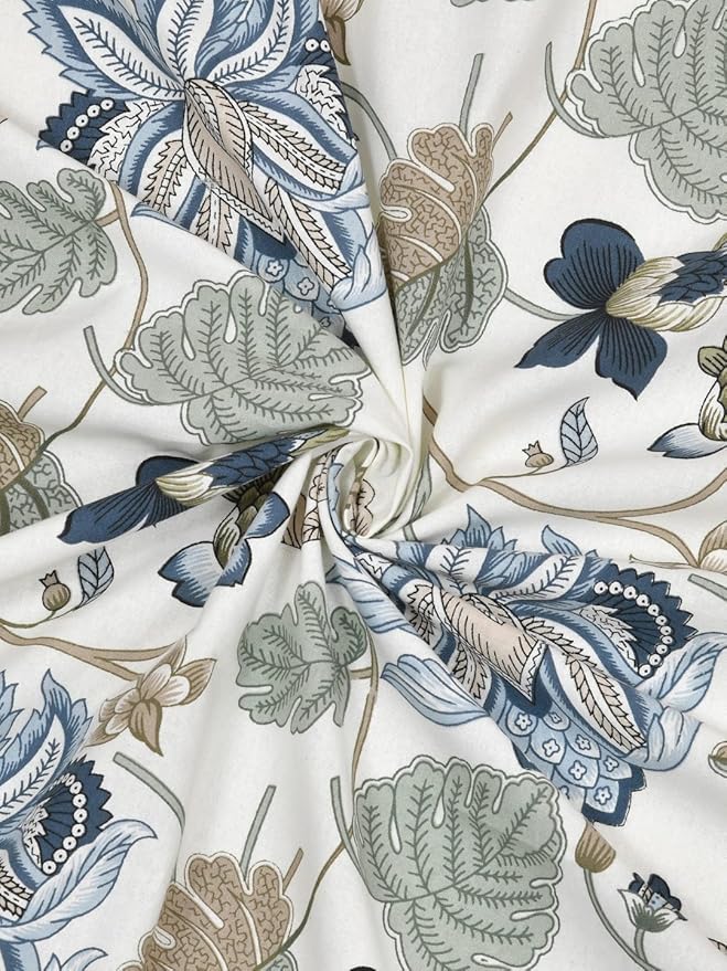 Azure Fern Elegance – Super King Size Bedsheet (274 x 274 cm) | 100% Percale Cotton | Includes 2 Pillow Covers
