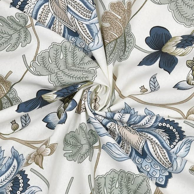 Azure Fern Elegance – Super King Size Bedsheet (274 x 274 cm) | 100% Percale Cotton | Includes 2 Pillow Covers