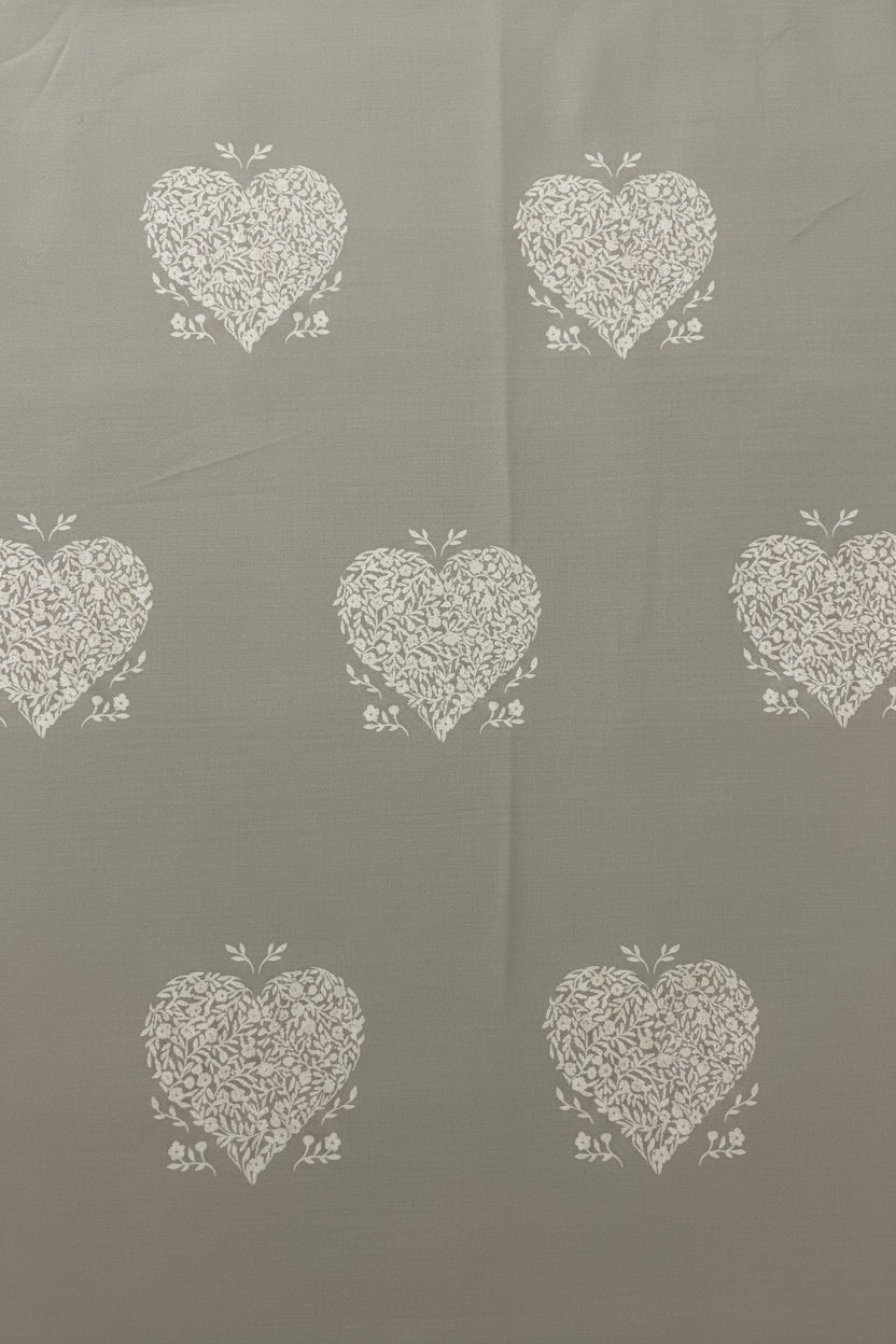 Grey Heart Bloom Pure Cotton Bedsheet Set – King Size (260 × 270 cm) | 3-Piece Bedding Set