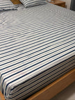 Nautical Stripe Pure Cotton Bedsheet – King Size (260 × 270 cm) | 3-Piece Bedding Set