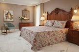 Floral Bird Elegance – Super King XL Size Bedsheet (270 × 290 cm) | 100% Jaipuri Cotton | Includes 4 Pillow Covers
