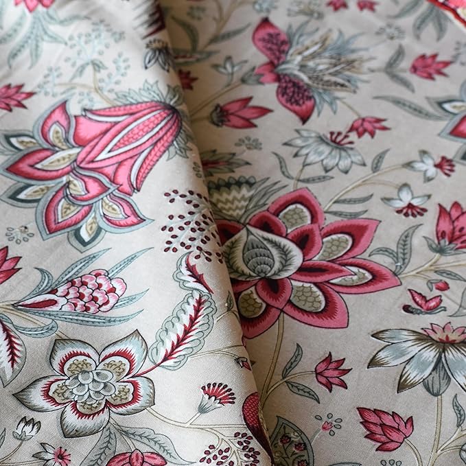 Floral Bird Elegance – Super King XL Size Bedsheet (270 × 290 cm) | 100% Jaipuri Cotton | Includes 4 Pillow Covers