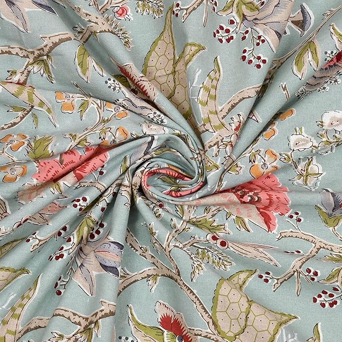 Verdant Whisper Bloom – Super King Size Bedsheet (274 x 274 cm) | 100% Jaipuri Cotton | Includes 2 Pillow Covers
