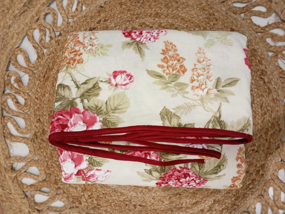 Rosé Heritage Bloom Dohar – Standard King Size Dohar (228 x 259 cm) | Malmal Muslin Cotton | Lightweight Breathable