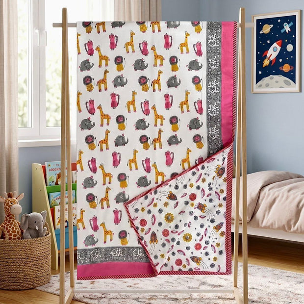 Wild Wonders Kids Muslin Reversible Dohar – Single Size (60 x 90 inch / 150 x 220 cm) | 100% Muslin Cotton | 1 Piece