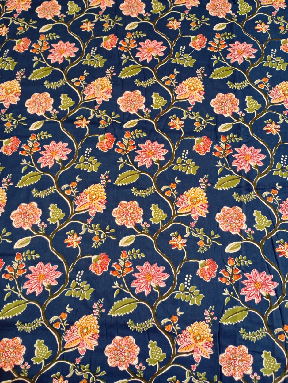 Midnight Gulnaar Ajrakh Dohar – Standard King Size (240 x 260 cm) | 100% Muslin Cotton | Lightweight and Breathable