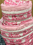 Roselle Bloom – King Size Reversible Muslin Cotton Razai Blanket | Organic Cotton Filling | Hand Stitched