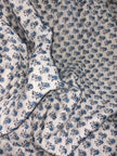 Azure Blue Blossom – King Size Reversible Muslin Cotton Razai | Organic Cotton Filling | Hand Stitched