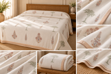 Muslin Luxe Collection – Desert Bloom Botanical Muslin Dohar – Standard King Size (240 × 260 cm / 90 × 102 inches) | Muslin Cotton Outer Layer | Lightweight All-Season Comfort