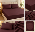 Midnight Merlot 400 TC Tencel Cotton Fitted Bedsheet Set – 210 × 200 cm | 30 cm Deep Pocket | 3-Piece Set
