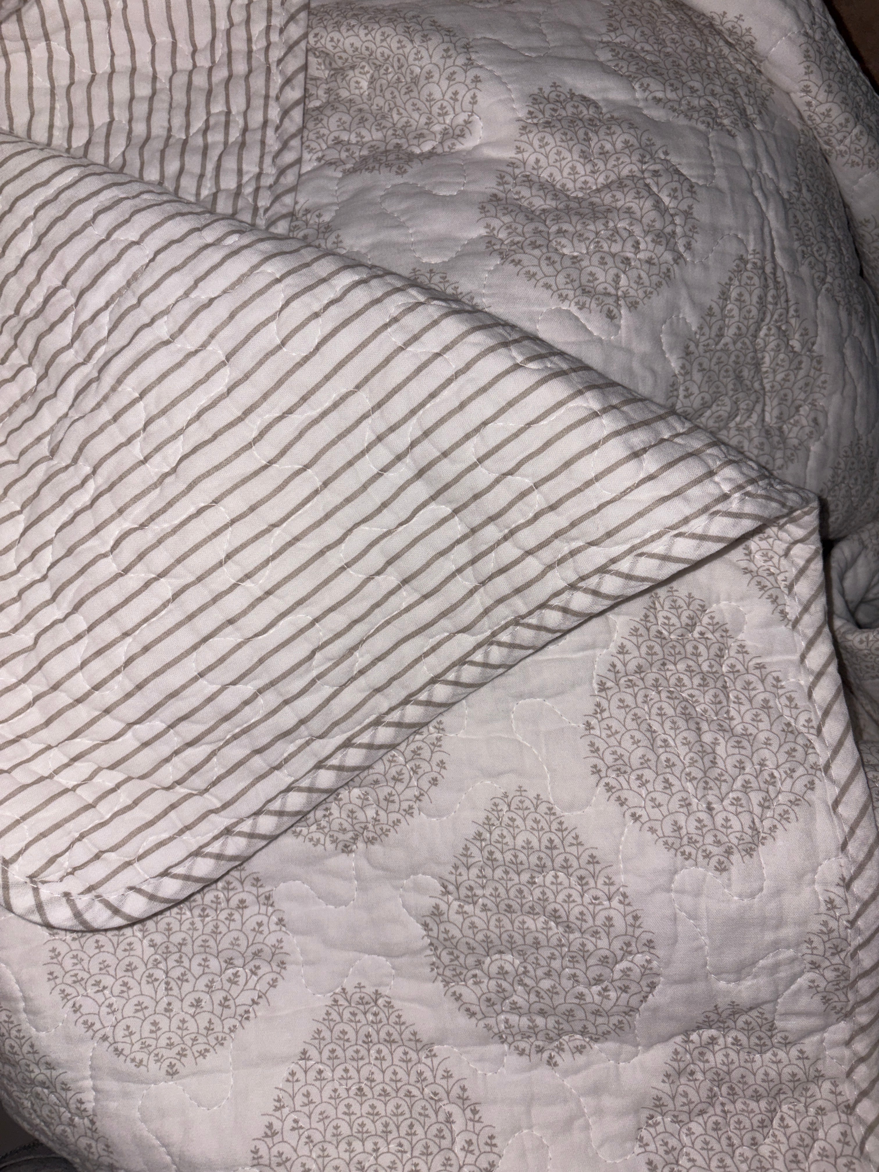 Ivory Whisper Reversible Quilted Bedspread – 300 TC Cotton | 260 x 240 cm | King Size | 2 Quilted Covers